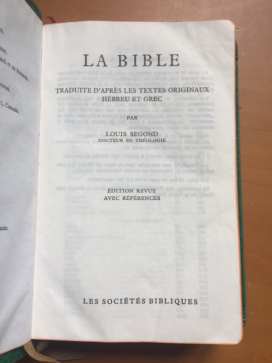 La sainte bible (version Louis Segond)