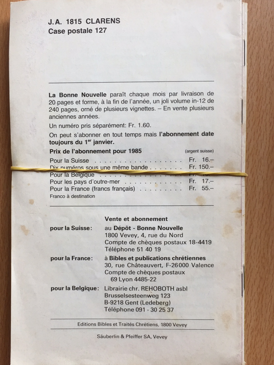 La Bonne Nouvelle annoncée aux enfants 1984