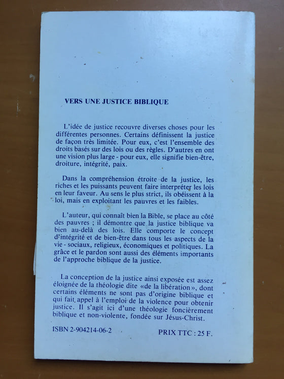 Vers une justice biblique, cahiers de Christ seul