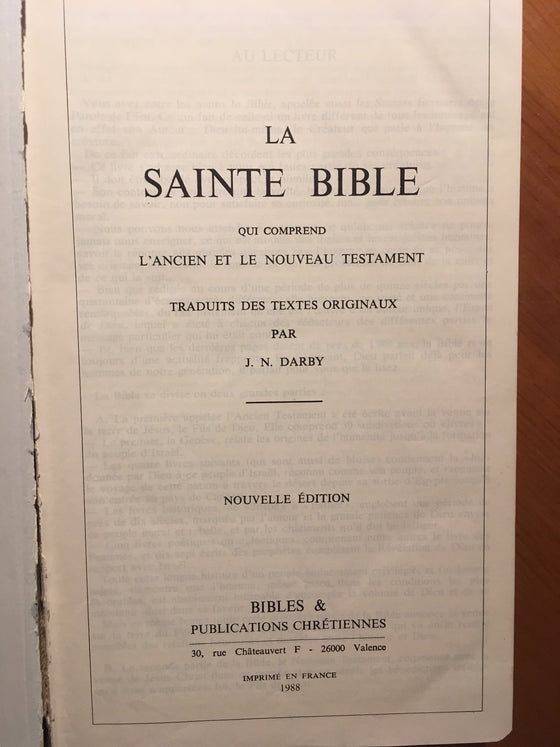 La Sainte Bible (traduction Darby) - ChezCarpus.com
