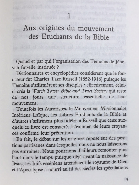 Les Témoins de Jehovah un siècle d'histoire (non-chrétien)