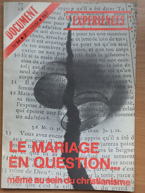 Document Expériences n.54 Le mariage en question...