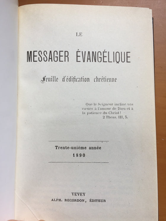 Le messager évangélique 1890