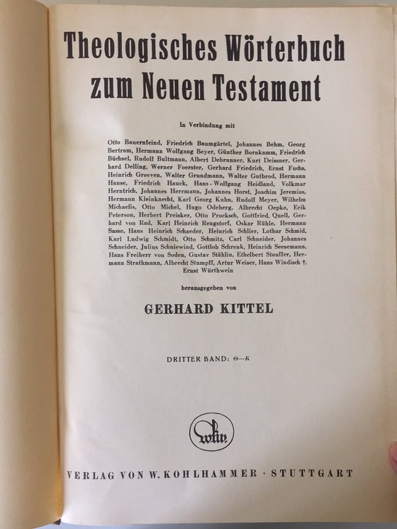 Theologisches Wörterbuch zum Neuen Testament Band 3