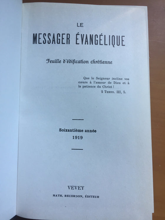 Le messager évangélique 1919