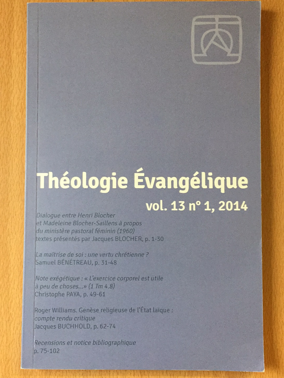Théologie Évangélique vol.13 #1 2014