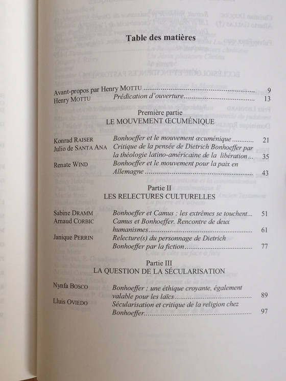 Actualité de Dietrich Bonhoeffer en Europe Latine