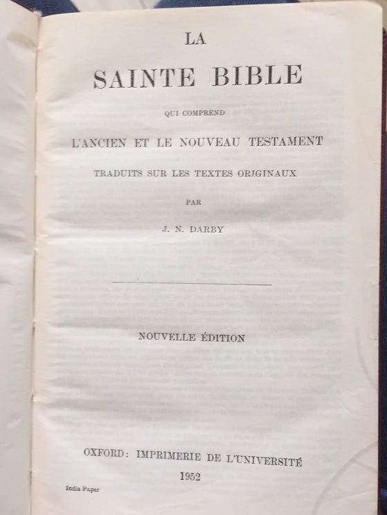 La Sainte Bible (Version Darby 1980)