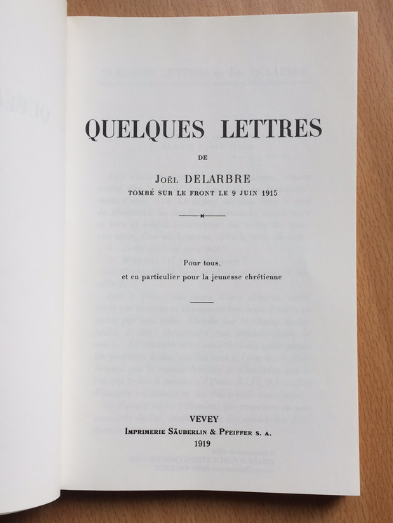 Quelques lettres de Joël Delarbre tombé sur le front le 9 juin 1915