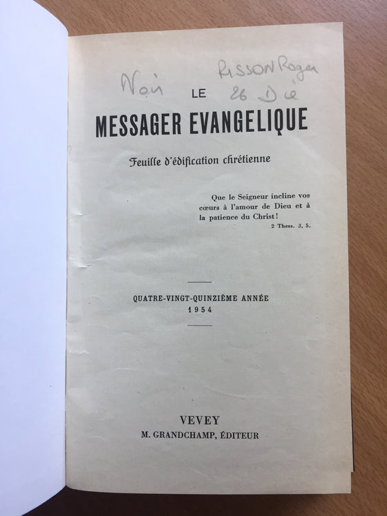 Le messager évangélique 1954