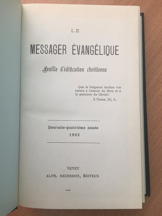 Le messager évangélique 1903