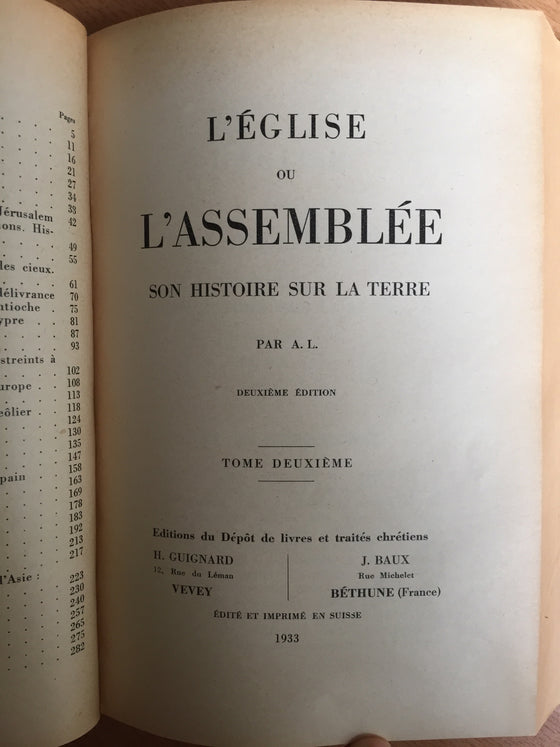 L’église ou l’assemblée tomes I,II,III