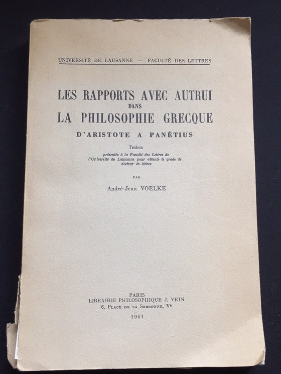 Les rapport avec autrui dans la philosophie grecque (non-chrétien)