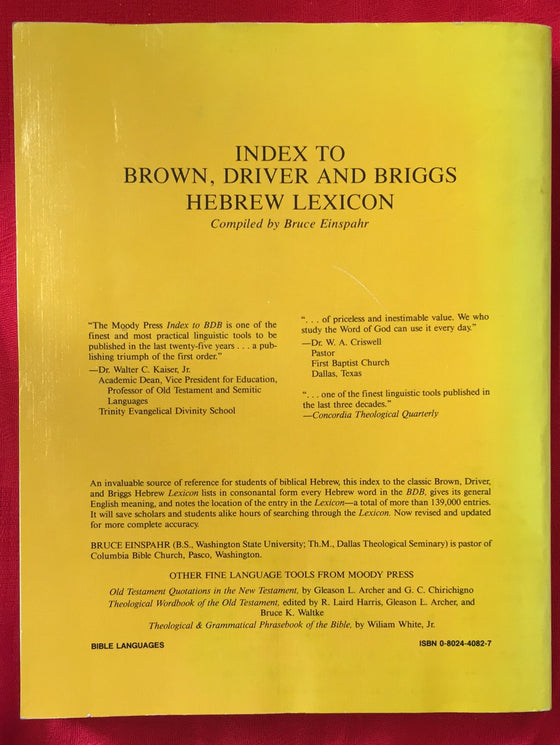 Index to Brown, Driver & Briggs Hebrew Lexicon