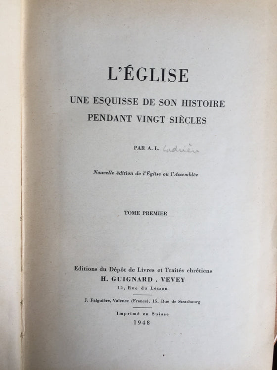 L’église ou l’assemblée tomes I,II,III