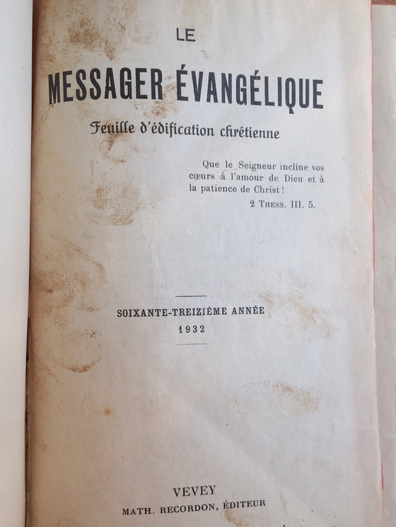 Le messager évangélique 1932