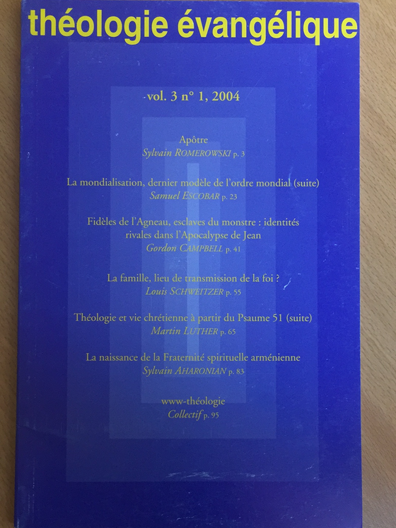 Théologie Évangélique vol.3 #1 2004
