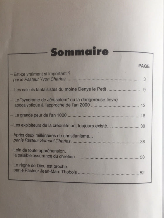 Document Expériences n.116 Un regard chrétien sur l'an 2000