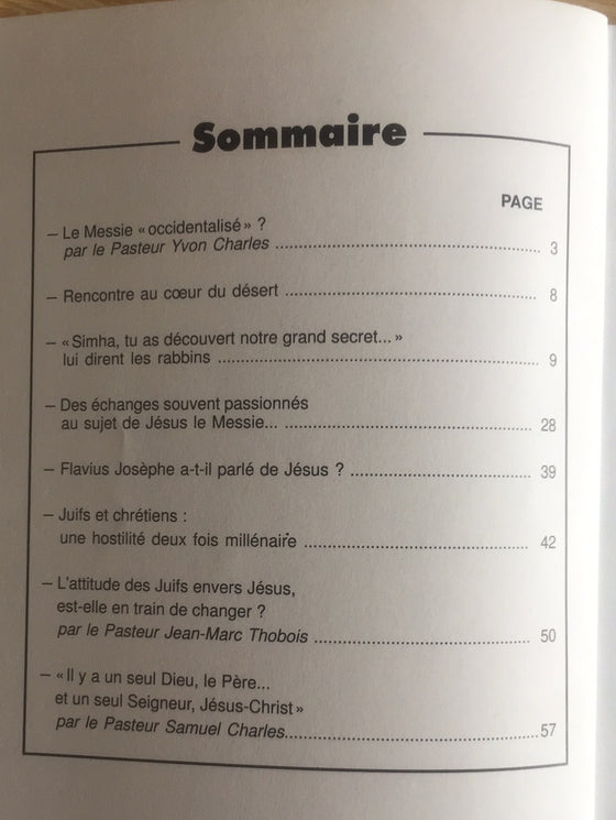 Document Expériences n.104 Le Rabbin Simha annonce la foi en Jésus le Messie