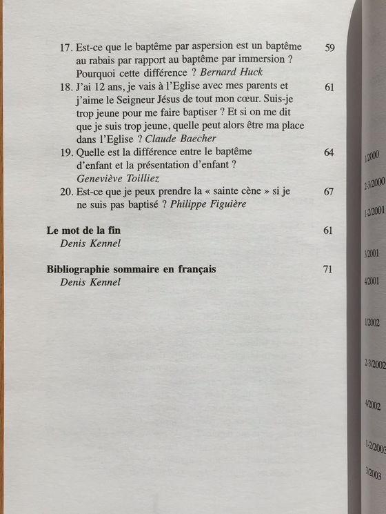 Le baptême en (20) questions- Les dossiers de Christ Seul vol.1-2010