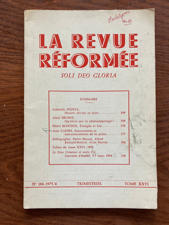 La revue réformée #104 1975/4