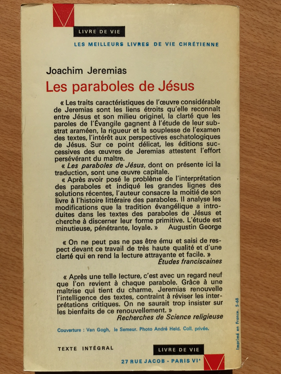 Les paraboles de Jésus [Jeremias]