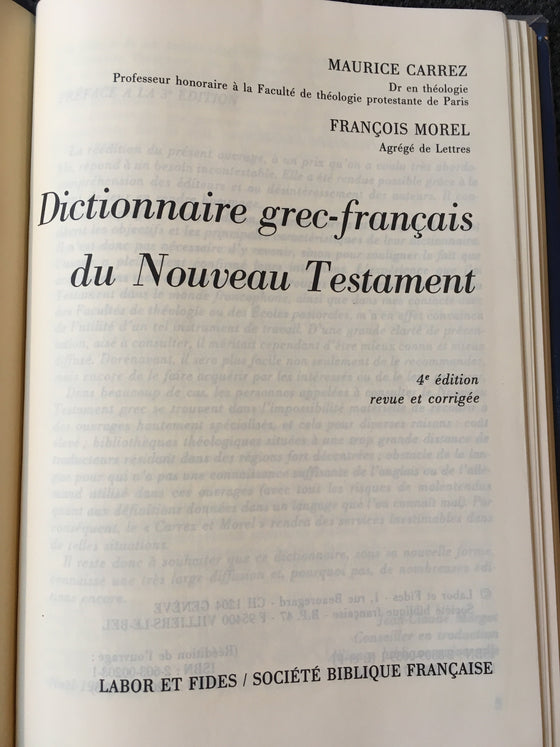 Dictionnaire Grec-Français du Nouveau Testament (livre épuisé chez l’éditeur) - ChezCarpus.com