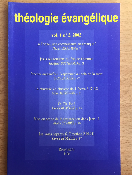 Théologie Évangélique vol.1 #2 2002