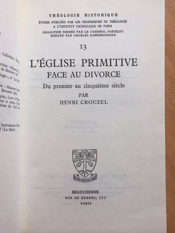 L’église primitive face au divorce