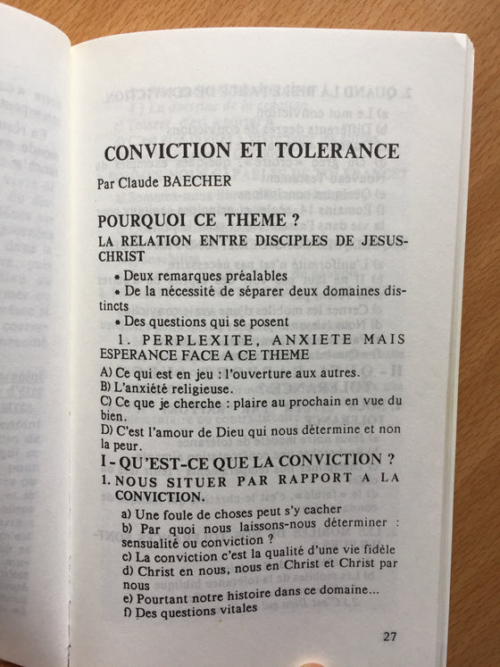 Conviction et tolérance vol.4 Les cahiers de Christ seul