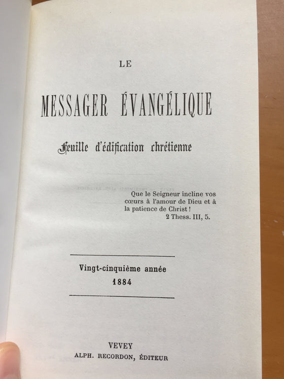 Le messager évangélique 1884