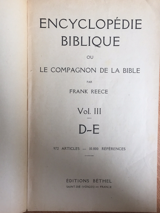 Encyclopédie biblique D-E