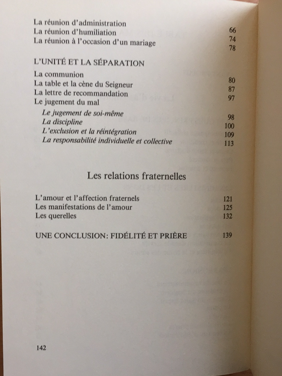 Réflexions sur la vie d’assemblée et les relations fraternelles