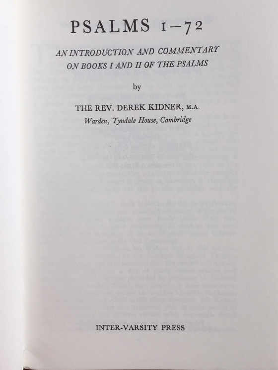 Psalms 1-72 Tyndale Old Testament Commentaries