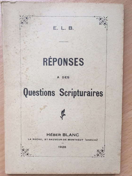 Réponses à des questions scripturaires