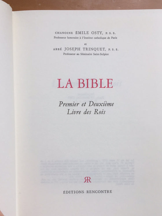 La Bible: Premier et Deuxième Livre des Rois (catholique)