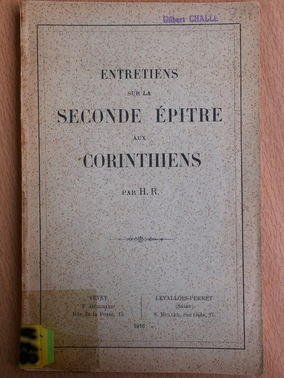 Entretiens sur la Seconde Épître aux Corinthiens