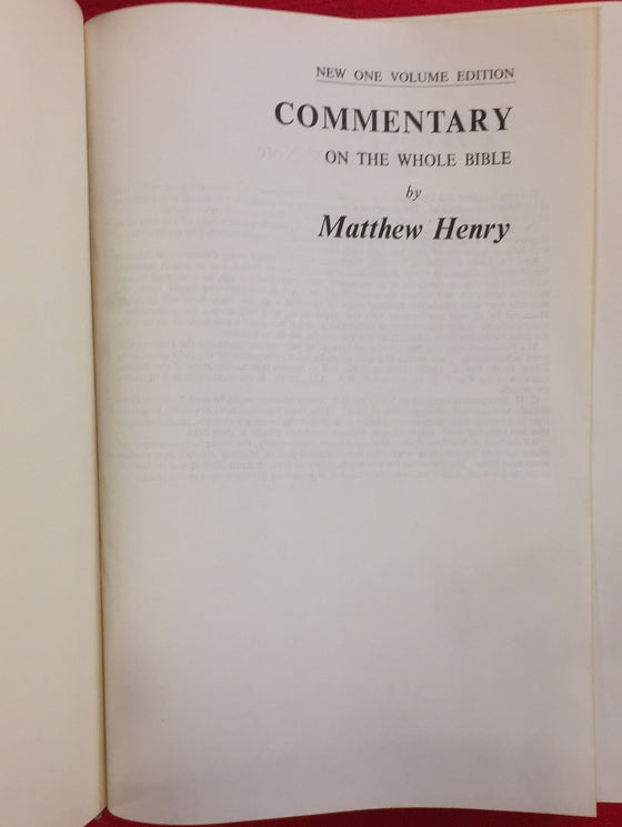Matthew Henry's Commentary from Genesis to Revelation