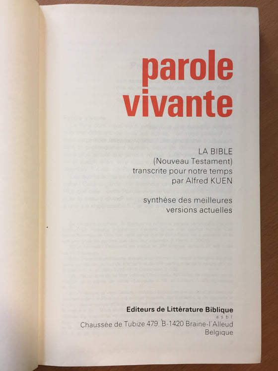 Parole vivante Nouveau Testament