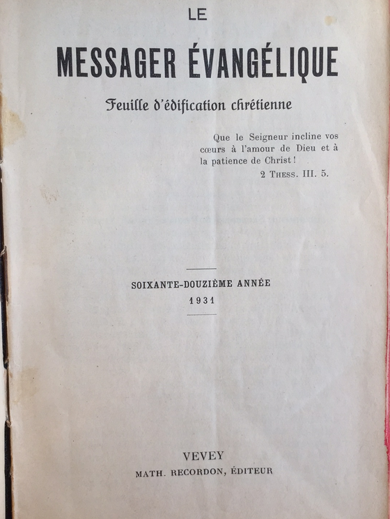 Le messager évangélique 1931