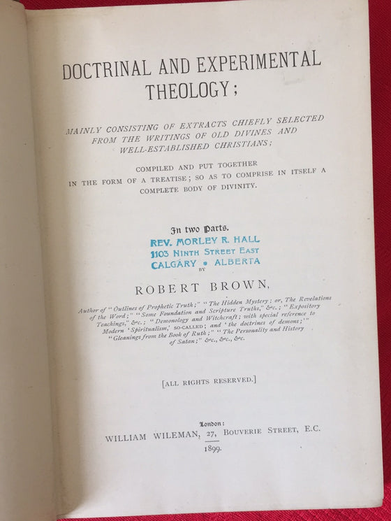 Doctrinal and Experimental Theology (1899)
