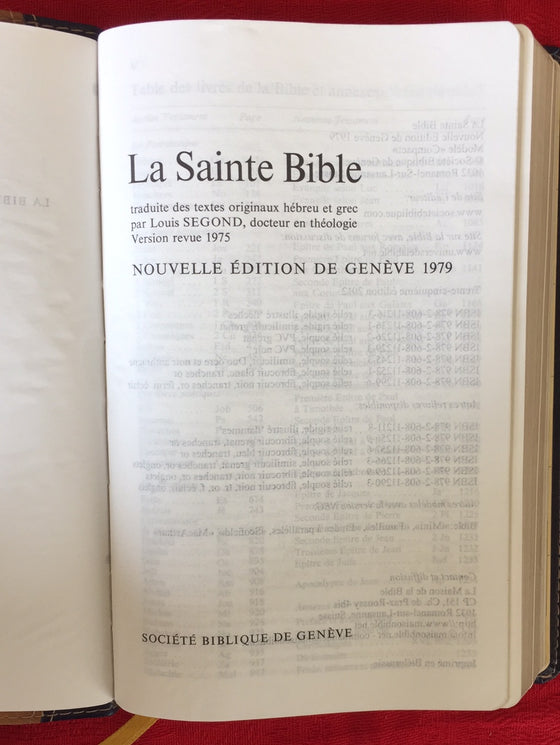 La sainte Bible version Segond