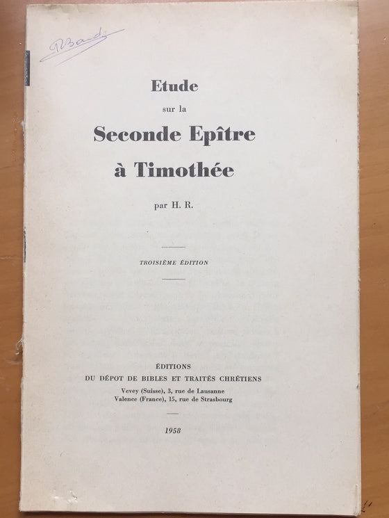 Étude sur la seconde épître à Timothée