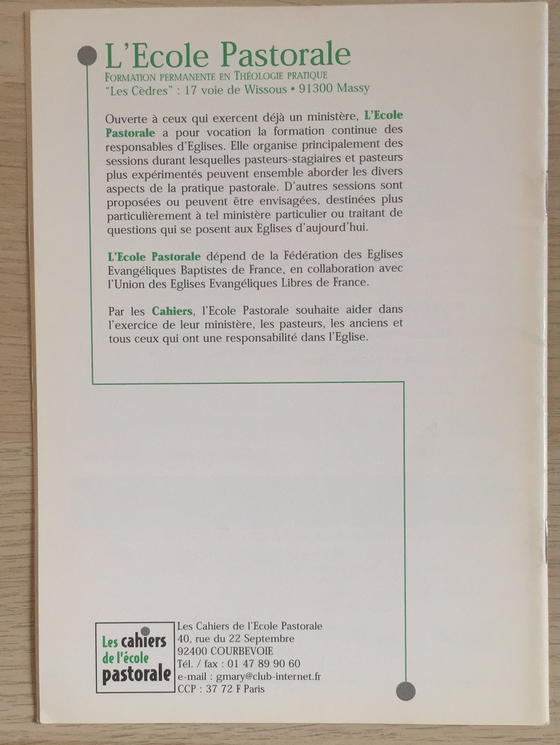 Les cahiers de l’école pastorale - 1er trimestre 1999 vol.31