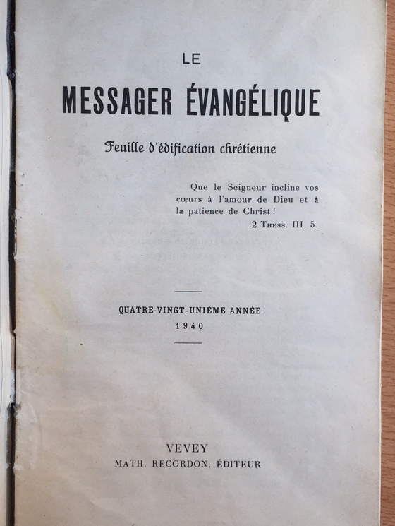 Le messager évangélique 1940