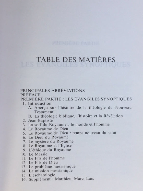 Théologie du Nouveau Testament vol.1