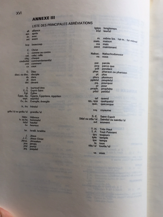 Table pastorale de la Bible