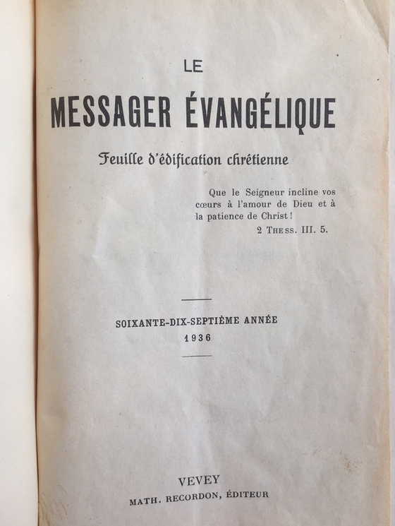 Le messager évangélique 1936