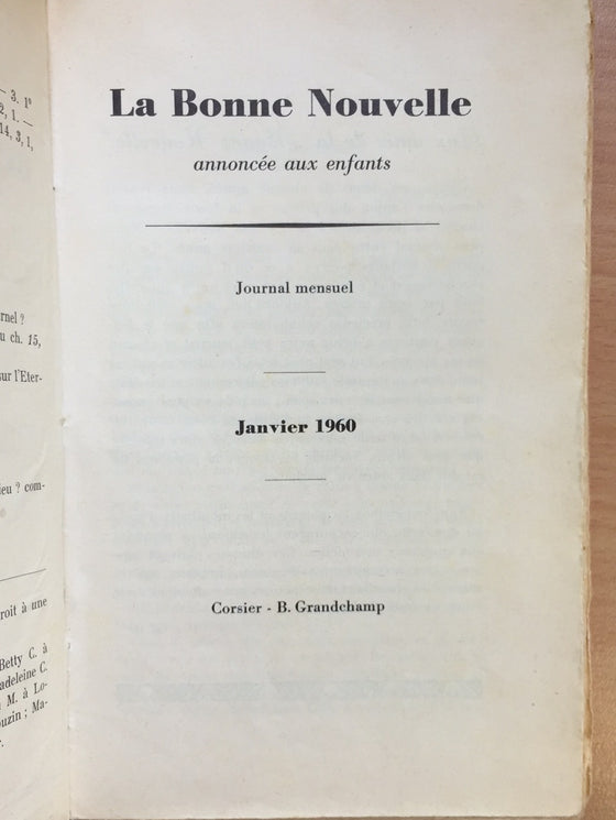 La Bonne Nouvelle annoncée aux enfants 1960