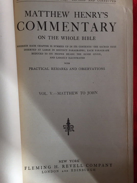 Matthew Henry's Commentary Volume I to VI